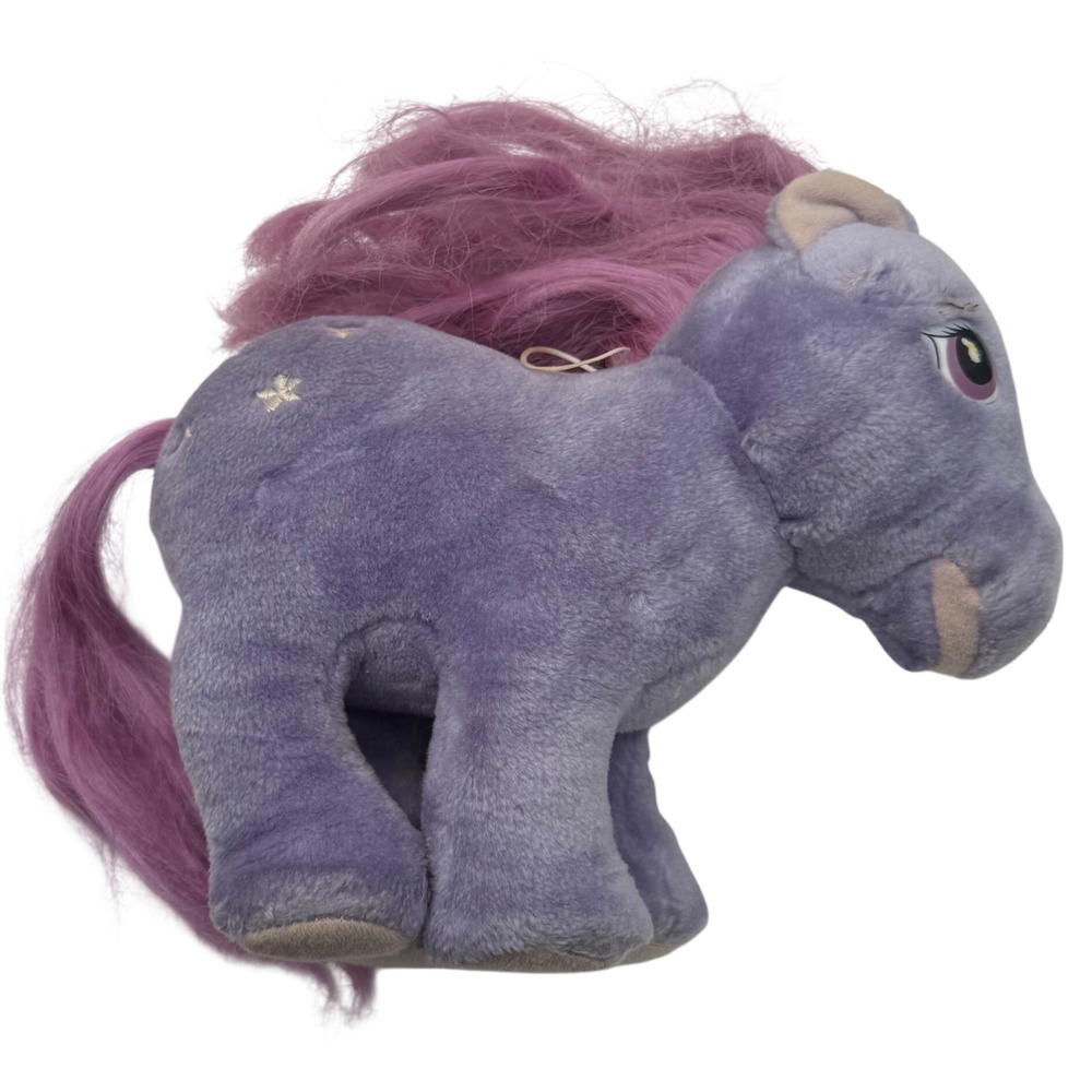Vintage Hasbro Softies My Little Pony Plush Purple Pink Hair Stars G1 9 Inch